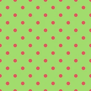 Large Polka dots Hot pink on Bright lime Fabric | Spoonflower