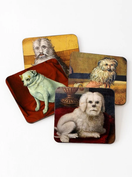 Funny Medieval Dogs Coaster Set, Ugly Medieval Dogs Coasters, Middle Ages Art, Unique Coasters, Gift For Dog Lovers
