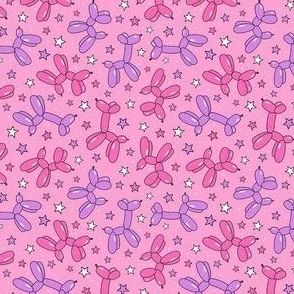 Small Scale Balloon Animal Dogs in Pink Fabric | Spoonflower