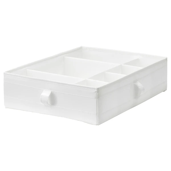 SKUBB Boîte à compartiments - blanc 44x34x11 cm