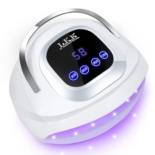 LKE Lampe UV Ongles Gel, 268W Lampe UV Ongles avec 4 Minuteries,60 LED, Automatique, Écran Tactile, Poignée Portable Séchoirs à Ongles pour Tous les Vernis Gel UV, Cadeau Parfait
