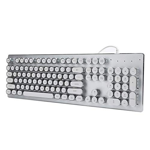 Clavier Filaire Pleine Taille, Clavier mécanique de Jeu Steampunk rétro Compact pour Ordinateur Portable PC de Bureau(Blanche)