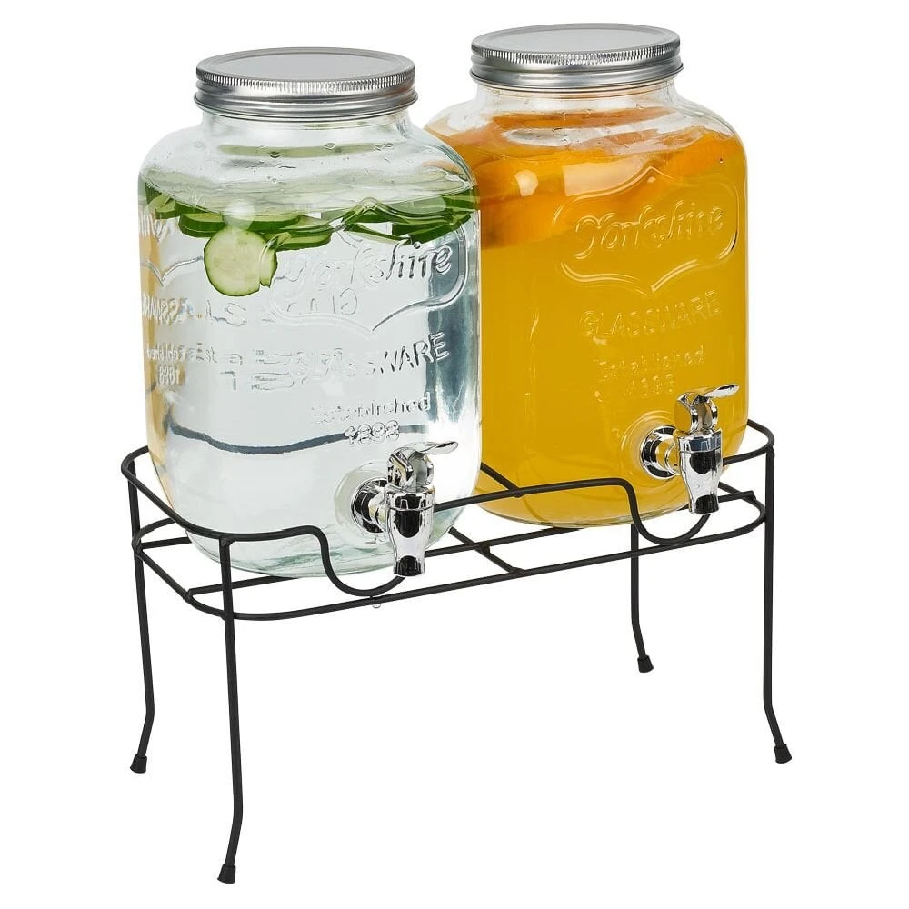 Lot de 2 distributeurs de boisson 4L avec support en métal