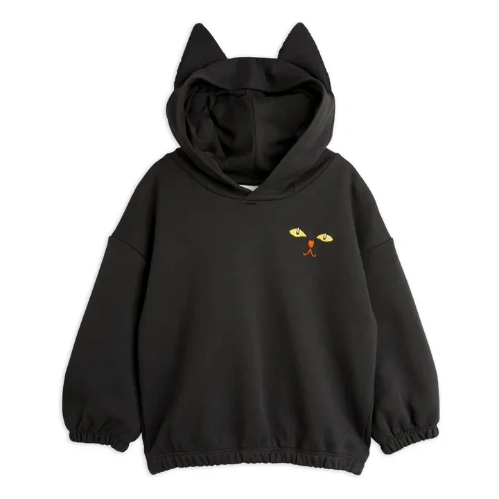 Hoodie Chat Coton Bio | Noir