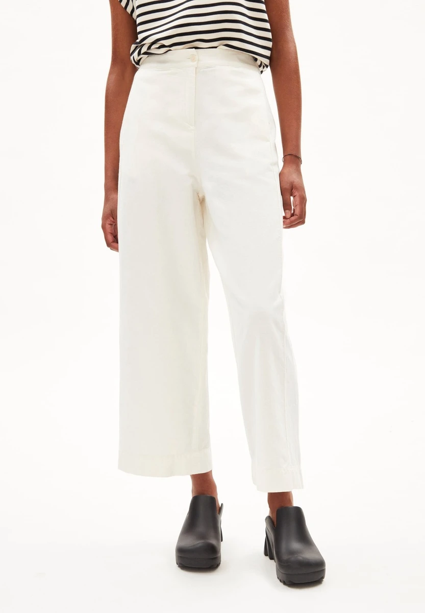 Pantalon blanc en lin, coton bio et recyclé - carunaa lino off white Armedangels