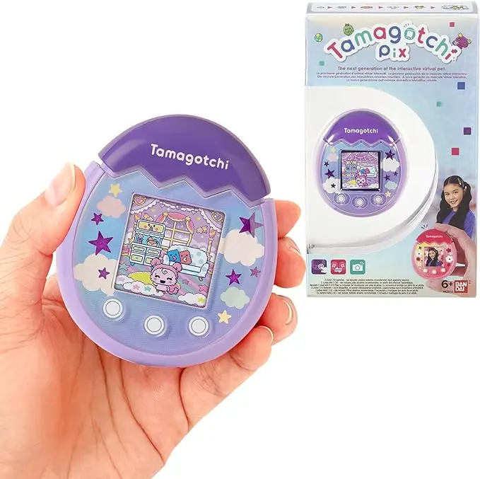 Bandai - Tamagotchi - Tamagotchi PIX - Sky violet - animal électronique virtuel avec écran couleur, boutons tactiles jeux et appareil photo - 42912