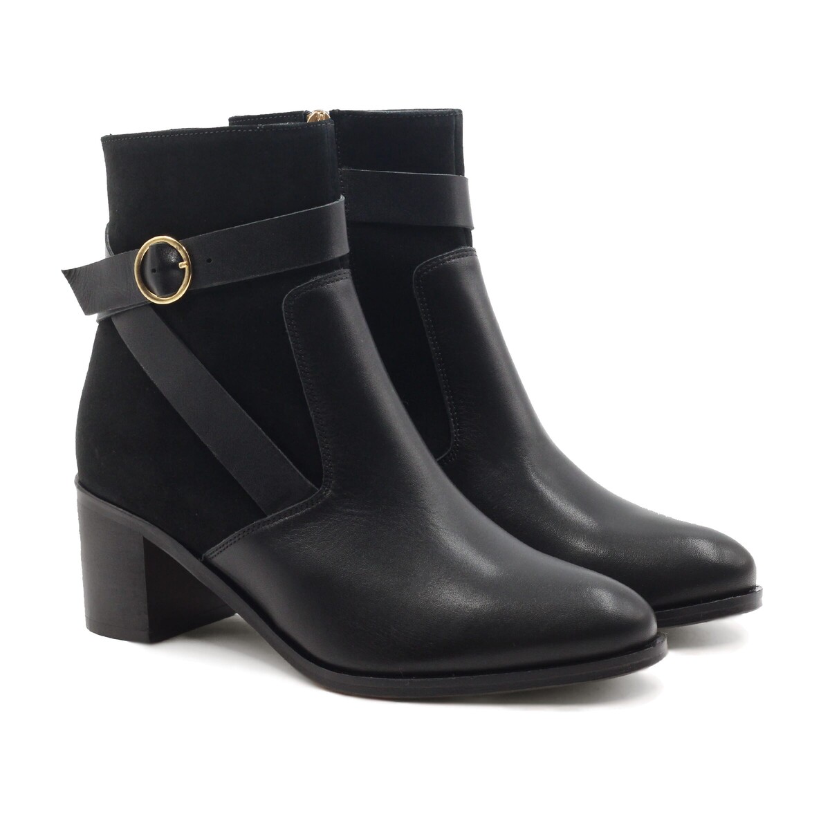 Bottines cavalières talon cuir noir - taille 37