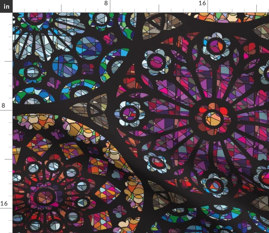 Stained Glass Rose Windows Fabric | Spoonflower