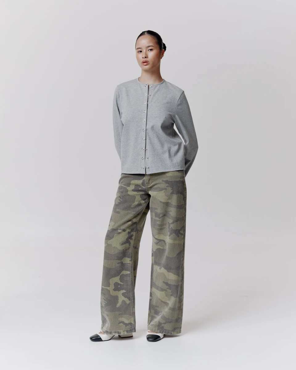 HENLEY LONG SLEEVE T-SHIRT GREY