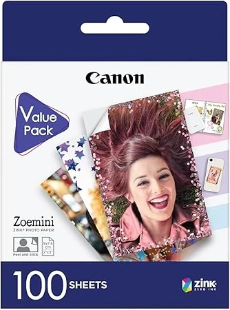 Canon Zink™ papier photo autocollants circulaires prédécoupés 5x7,5cm (50 feuilles) impression photos d'un téléphone pour autocollants personnalisés