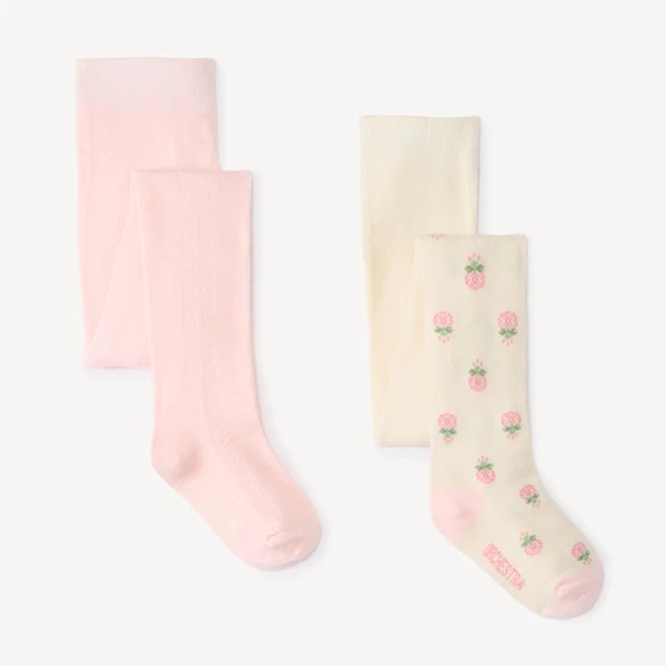 Lot de 2 paires de collants épais fantaisies pour bébé fille | Orchestra