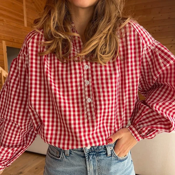 Blouse Vichy - Bordeaux