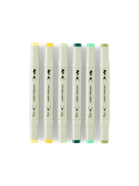 Marqueurs d’artiste | Doubles pointes. Lot de 6. | Multi