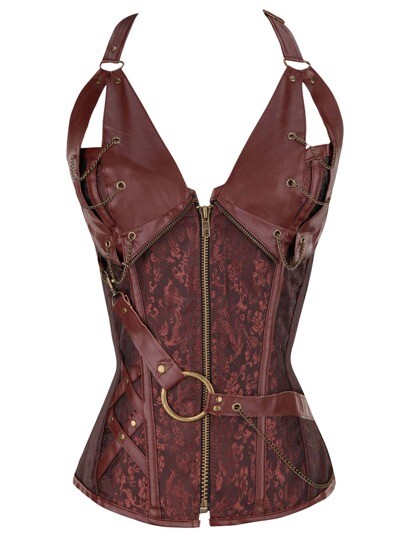 Corset en cuir PU avec zip