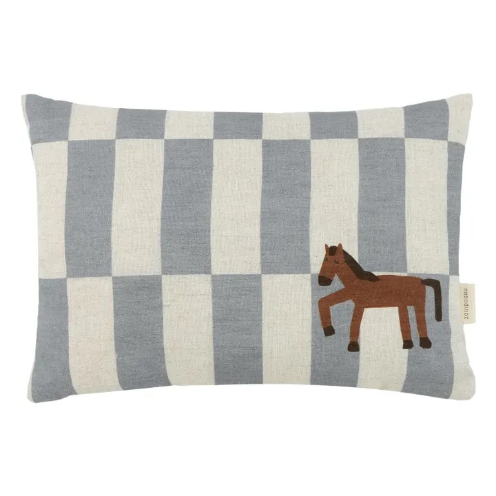 Coussin rectangulaire Cheval Vibes - Lin Français | Bleu