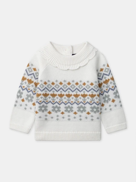 Pull blanc à motif fleurs Bébé Fille