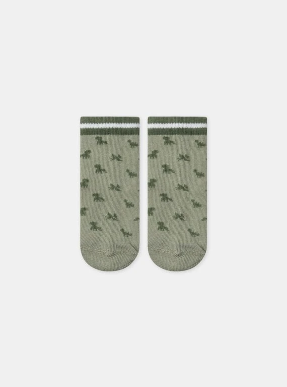 Chaussettes vert sauge jacquard dinosaures | Garçon | Sergent Major