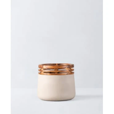 Jardinière en Béton et Bois D'acacia S (34xØ38 cm) Hazan
