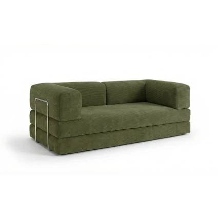 Canapé compressé 3 places modulable en velours côtelé kaki Trendy | Maisons du Monde