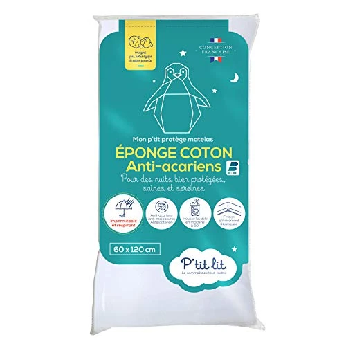 P'tit lit - Protège Matelas Bébé Anti Acariens | Alèse Imperméable 60x120 cm - Bouclette 100% Coton - Absorbant et Silencieux - Oeko Tex®