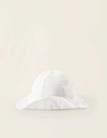 Chapeau avec broderie anglaise blanc - Zippy