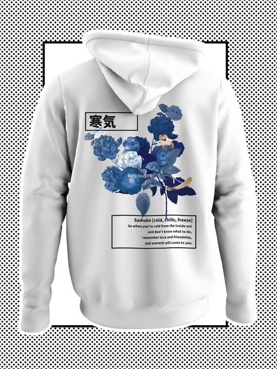 Japanese Streetwear Hoodie with Flowers Graphic - Cold Showers