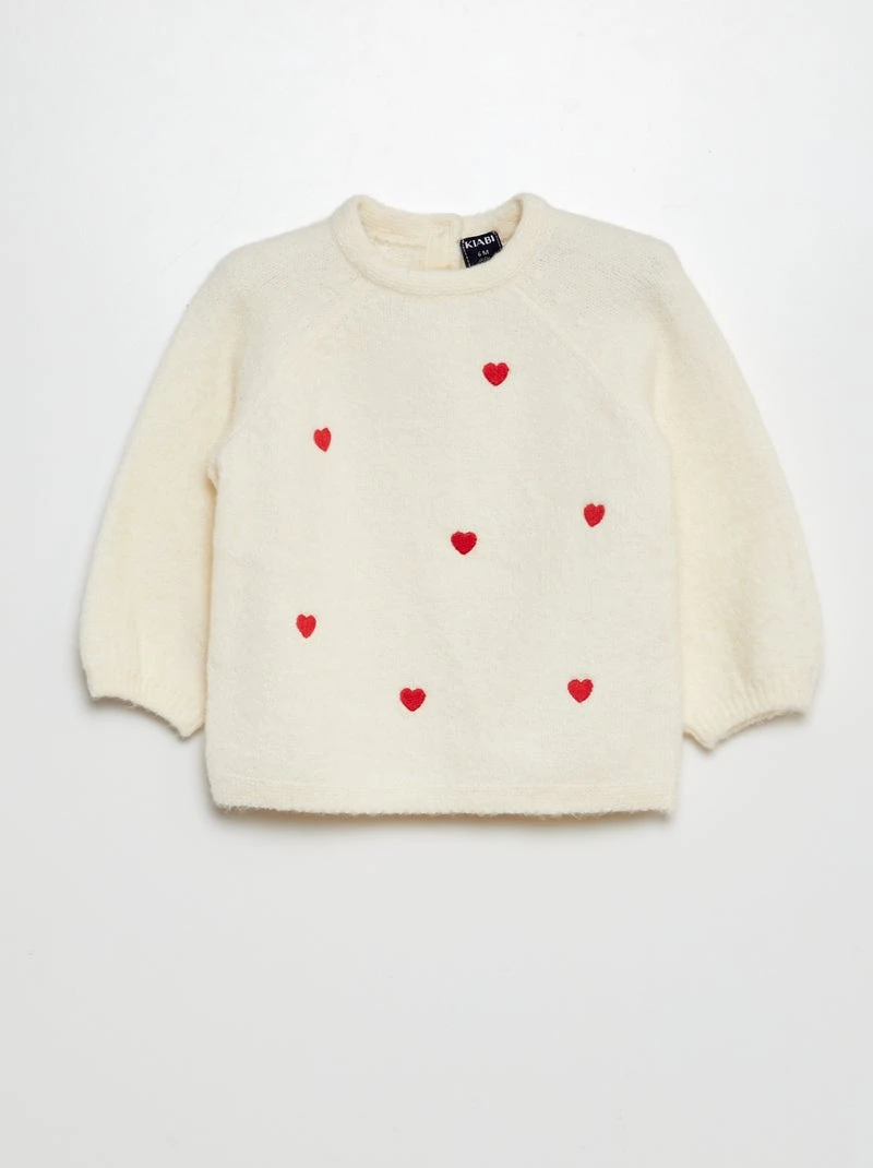 Pull en maille mousseuse avec broderies