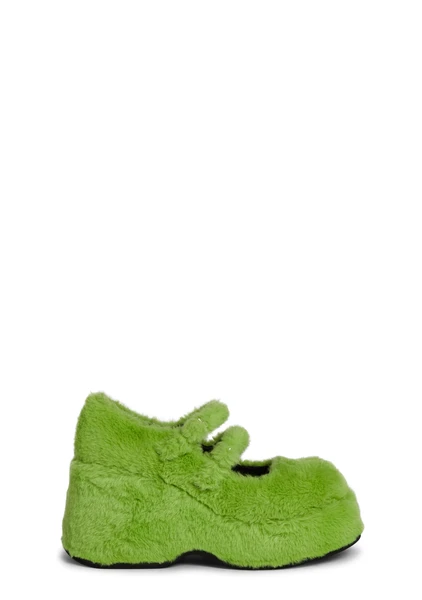 Delia's By Dolls Kill Patent Platform Mary Janes Wedges - Green