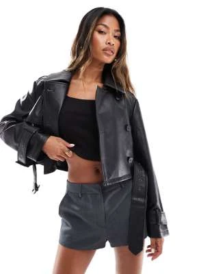 In The Style - Veste courte en imitation cuir - Noir | ASOS