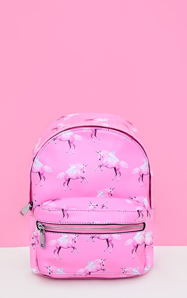 Sac à dos en similicuir rose à motifs licorne PRETTYLITTLETHING, Rose