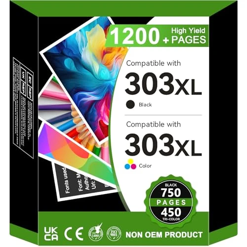 SUNPRINTZ 303XL Cartouches d'impression Noir et Couleur, pour HP 303, pour HP 303XL pour Envy Inspire 7200e 7220e 7900e 7920e,pour Envy Photo 6200 6230 7800,pour imprimante Tango X Smart