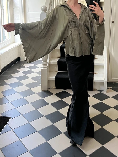 Veronique Branquinho green shirt kimono sleeves vintage