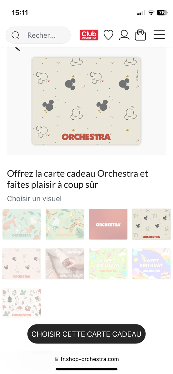 Carte cadeau Orchestra 