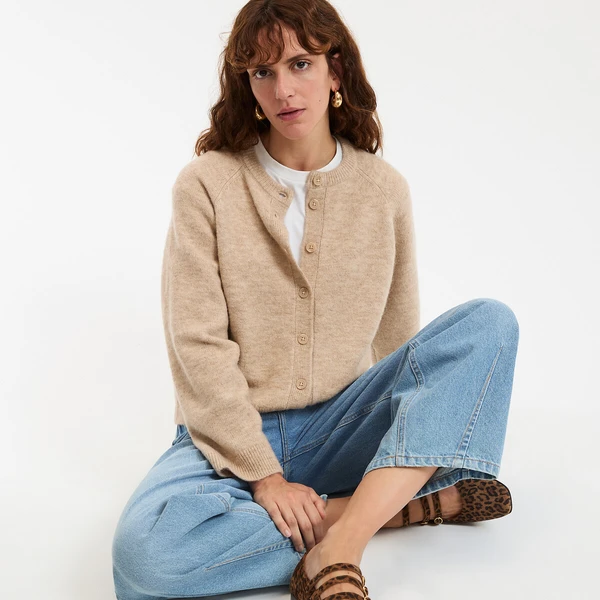 Cardigan col rond en grosse maille