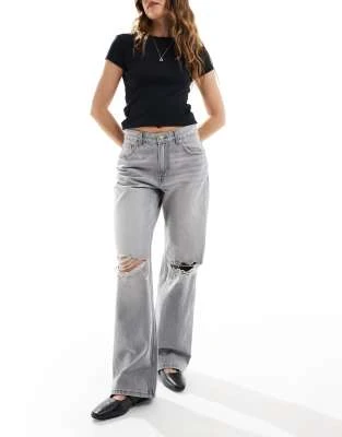 Bershka - Jean ample déchiré aux genoux - Gris clair | ASOS
