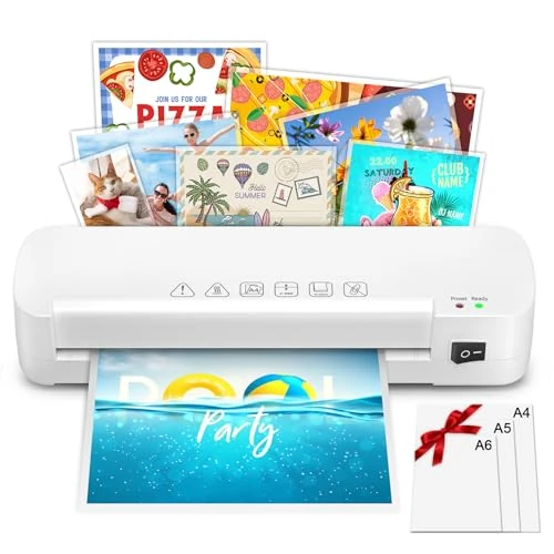 NAHKZNY Plastifieuse A4 Machine à Plastifier Thermique avec 15 Pochettes de Plastification 70-100 Microns pour A4 A5 A6 Photo Document Bureau École Maison Restaurant