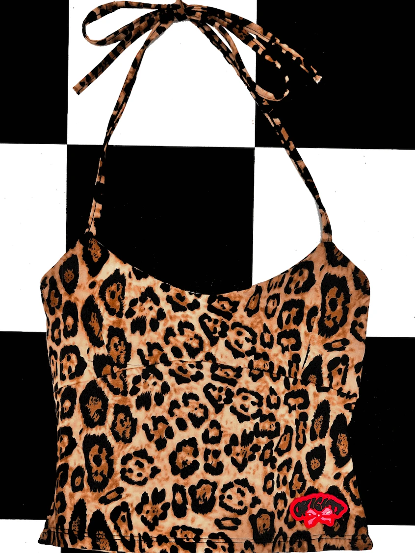 SWEET LORD O'MIGHTY! RIBBON HALTER IN BIG LEOPARD