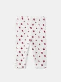 Legging côtéle écru imprimé fleuri Bébé Fille