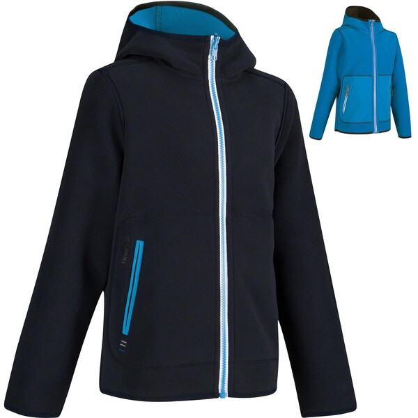 Polaire voile enfant 500 réversible bleu foncé / bleu