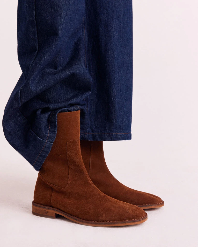 Bottines Léandra croûte de cuir noisette