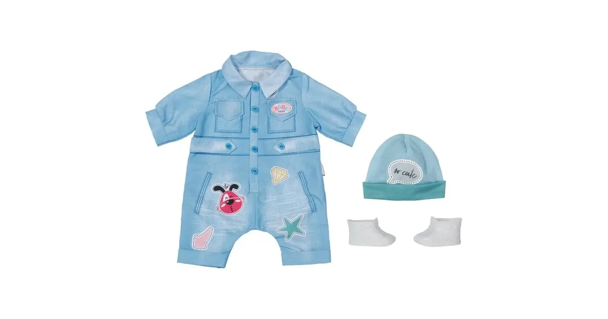 ZAPF Creation Deluxe Jeans Overall, Accessoires de poupée BABY born Deluxe Jeans Overall, Ensemble d'habits de poupée, 3 an(s), 375 g