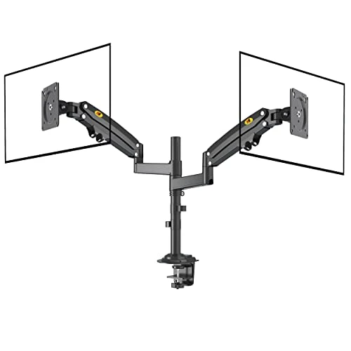 Ergosolid Support de Bureau pivotant Robuste avec Ressort à gaz pour Deux moniteurs LCD LED 22-32 Pouces, VESA 75mm et 100mm jusqu'à 2x12 kg