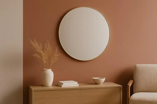 Miroir rond - Cadre en métal doré 80 cm