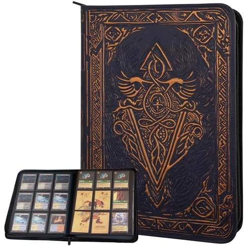 Classeur Carte à Collectionner - Card Binder Album/Portfolio 9 Pochettes/Range Carte pour TCG/Reliure Latérale 360 Cartes en Cuir PU 3D Pour MTG, Disney Lorcana, Magic The Gathering Livre Carte Cadeau