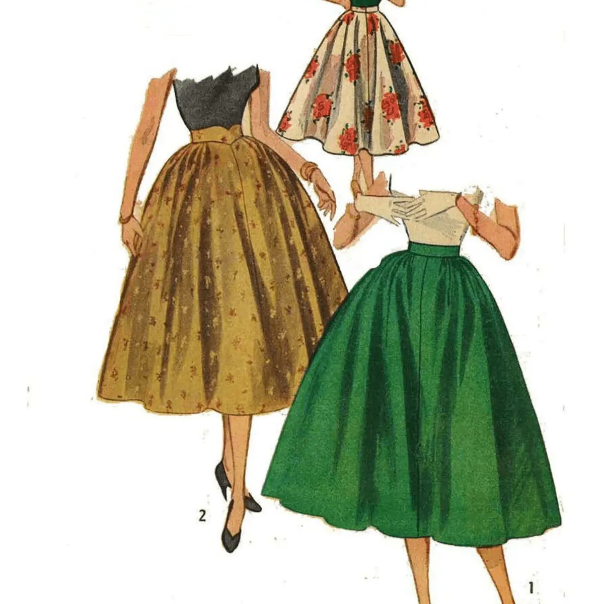 Modèle des années 1950, Jupe Full Circle, Swing, Rockabilly - Multi-tailles