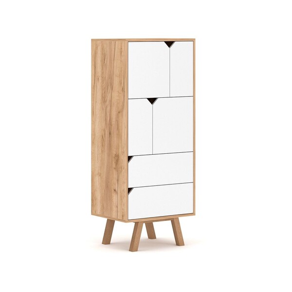 Buffet haut 4 portes 2 tiroirs L57 x H140 cm - Tokio 