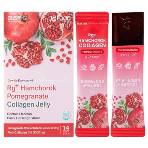 HAMCHOROK Gelée de collagène de grenade Rg+ (20gx14stick) / Anti-âge Korean-Beauty /360DA Collagène marin + Vitamine C&E Concentré de ginseng pour le soutien immunitaire(14)