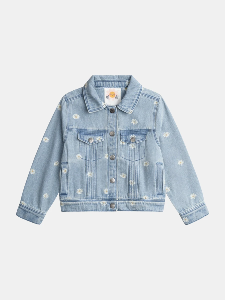 Veste en denim clair à broderies fleurs pour fille