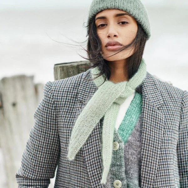 Kit tricot mini-écharpe mohair pailleté Rico