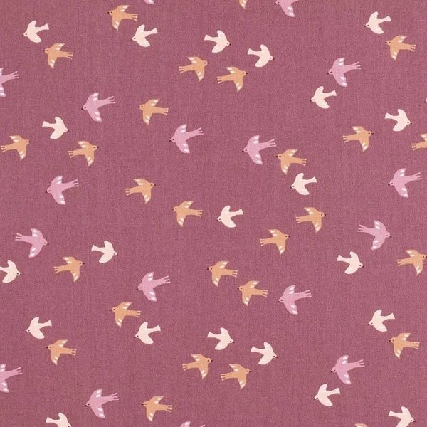 GOTS Popeline coton Petits oiseaux | by Poppy – raisin - Idéal pour Décoration pour enfants
